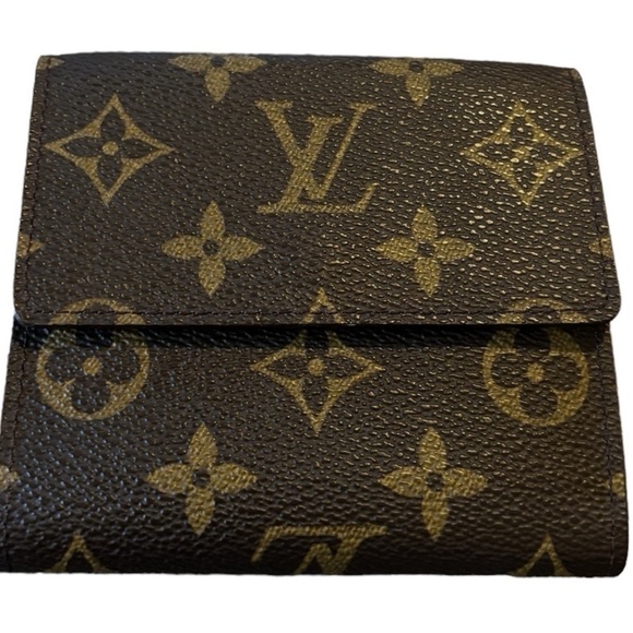 Louis Vuitton vintage bifold wallet snaps brown logo/gold hardware - Picture 9 of 13
